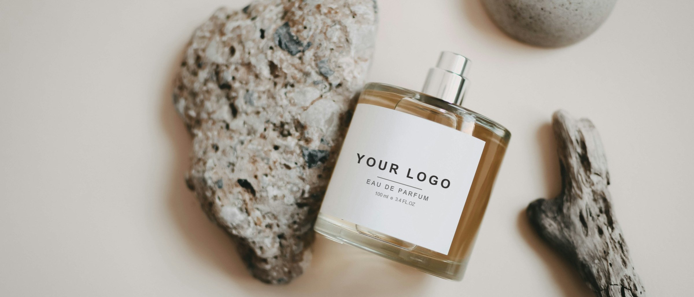 Private label perfume bottle with a YOUR LOGO label